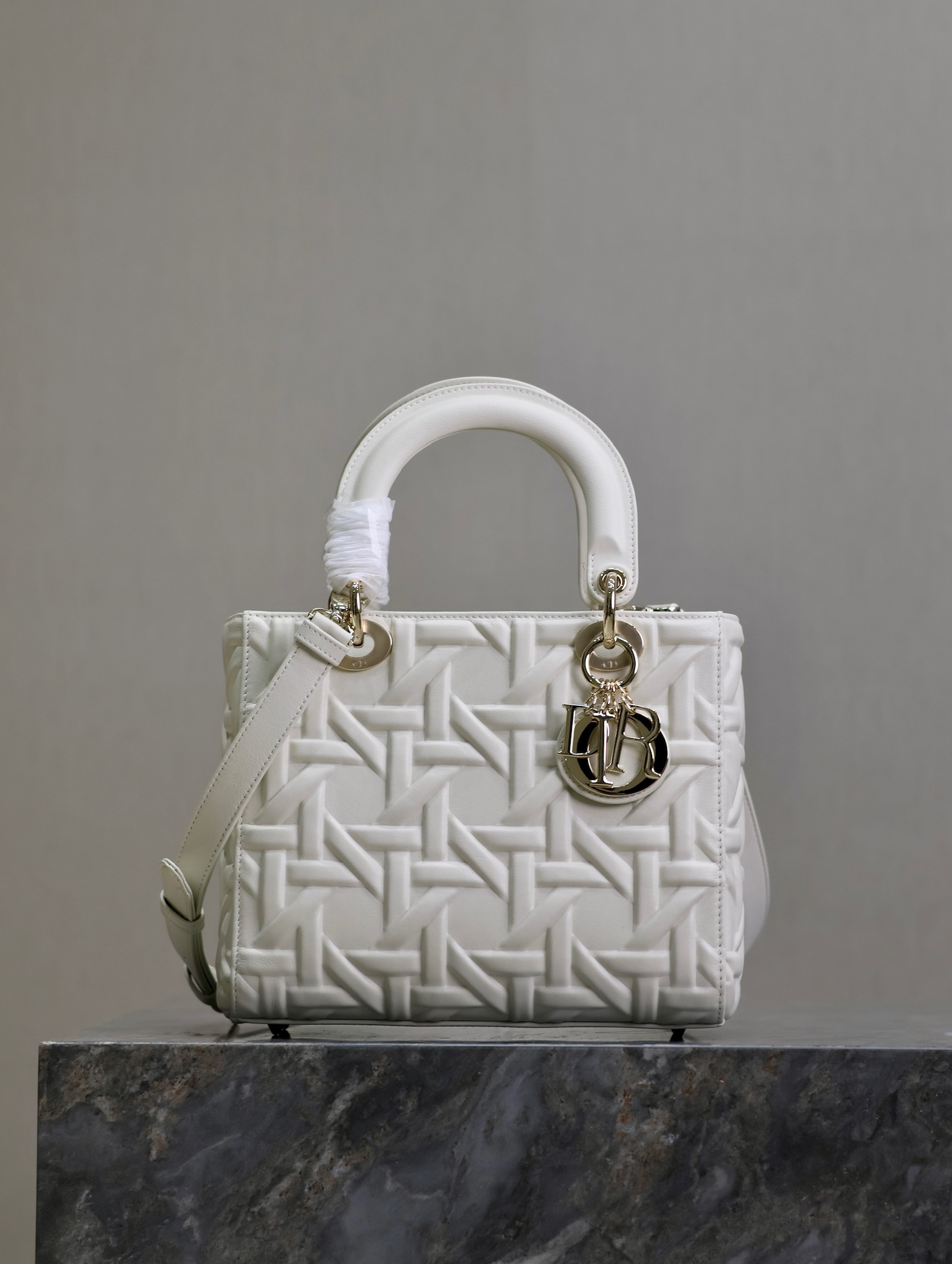 Medium Lady Dior Bag Latte Graphic Cannage Calfskin